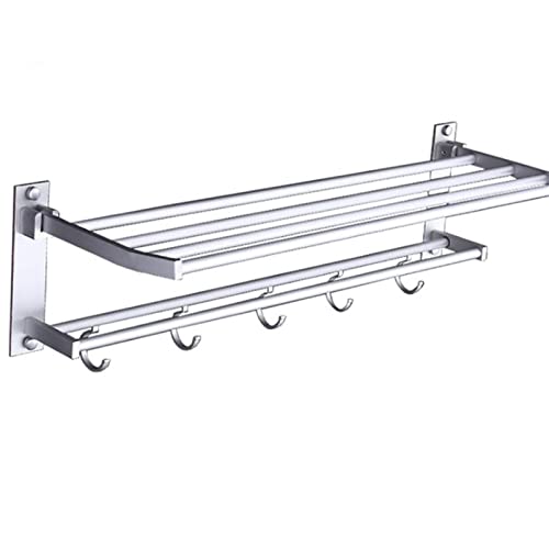 Handtuchschiene Edelstahl Lagerregal Regal Klappbare Handtuchregal Lagerregal Haken Wand Hanging Kleidung Badezimmer Rack Handtuch Handtuchhalte/Silber Die Neue von LCHJX
