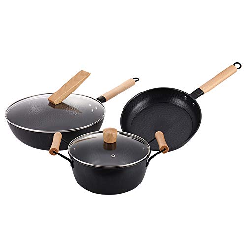 Kochgeschirr-Set Antihaft-Kochgeschirr-Set mit Glasdeckeln Kit Töpfe und Pfannenset Geeignet für Gasherd, Induktionsherd, 3 Stück Topf- und Pfannensets (Schwarz 3 Kochgeschirr-Set Antihaft-Kochgeschirr-Set mit Glasdeckeln Kit Töpfe und Pfannenset Geeignet für Gasherd, Induktionsherd, 3 Stück Topf- und Pfannensets (Schwarz 3 von LCHJX