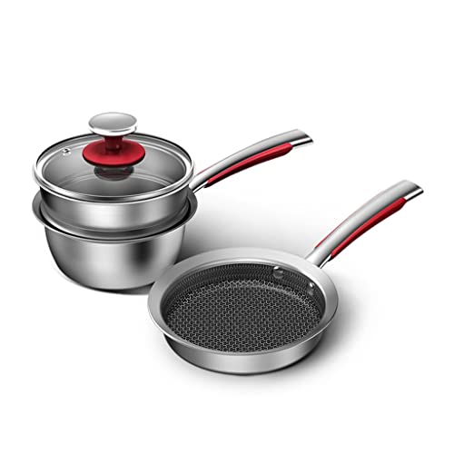 Kochgeschirrkochgeschirrset 16 cm Frühstückstopf für Küchenanbindung Pfanne Milchpfanne Edelstahl Nicht -Stick -Kochgeschirrset Set von LCHJX