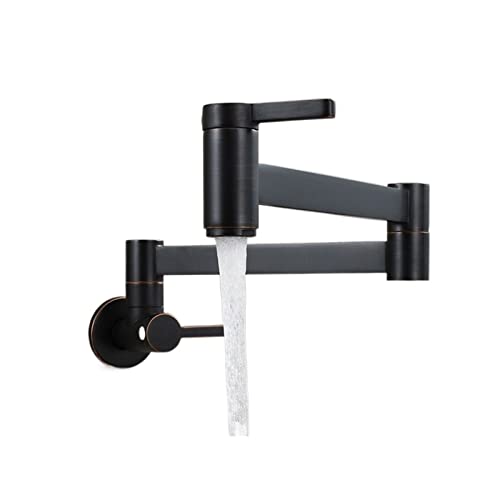 Küchenarmatur, Messing Doppelschalter Basin Wasserhahn Küche in Wandklapper einzelner kaltes Wasserhahn Mop Spüle Ausdehnung Topf Füllhahn Gold Schwarz Chrom (Farbe: Chrom) von LCHJX
