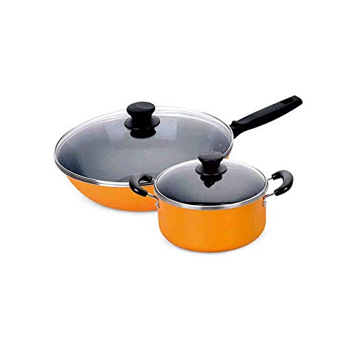 Kupferkochgeschirr Pfannen und Töpfe Set - Fry Pan mit Deckel, mit Deckel, Inert und Utensilien für die Induktion, (Größe: 22 cm) (22 cm) von LCHJX