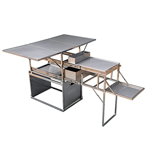 LCHJX Camping Klapptisch Camping Mobile Küche Tragbarer Klapptisch Picknick Picknicktisch Outdoor -Reisebereich einfach zu tragen für Picknickstrand im Freien, Silber LCHJX Camping Klapptisch Camping Mobile Küche Tragbarer Klapptisch Picknick Picknicktisch Outdoor -Reisebereich einfach zu tragen für Picknickstrand im Freien, Silber von LCHJX