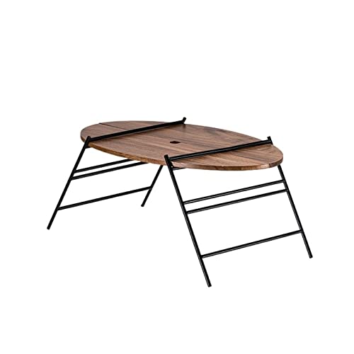 LCHJX Camptisch Outdoor Camping Klapper ovaler Tisch tragbares faltbares Picknick selbstfahrende Autischtisch (braun) von LCHJX