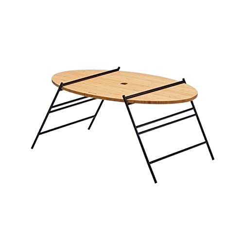 LCHJX Camptisch Outdoor Faltbarer ovaler Tisch tragbares Camping-Picknick selbstfahrende Tisch mit 30 kg Camping-Reisemöbel (Farbe: Holzfarbe) (Farbe) ( von LCHJX
