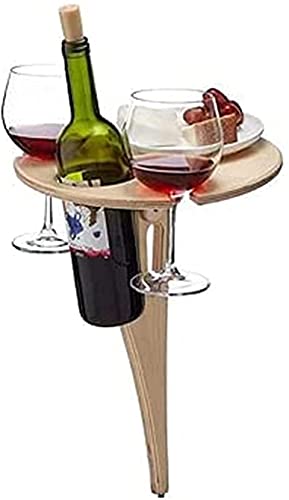 LCHJX Mini Holzpicknick -Snacktisch, Klapptisch im Freien, tragbarer Strandcampingtisch mit Flaschenhalter, für Hausgarten Travel Camping von LCHJX