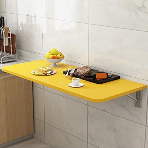 LCHJX Quadratischer Klapptisch, wandmontierter Tisch Falten nach unten, klappbarer Holztisch, stabile stabile Konstruktion, Tropfenblatttische für kleine Räume (gelb 70 * 30c von LCHJX