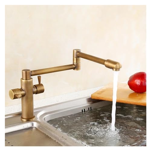 Luxuriöser Messing Gold Küchenspüle Wasserhahnmischer Zwei Griff faltbar rotierendes goldenes Becken Kaltes heißes Wasserhahn, Wasserhähne für Waschbecken Waschbecken Luxuriöser Messing Gold Küchenspüle Wasserhahnmischer Zwei Griff faltbar rotierendes goldenes Becken Kaltes heißes Wasserhahn, Wasserhähne für Waschbecken Waschbecken von LCHJX