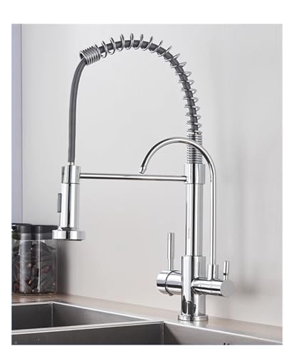 Matte schwarze Reinigung Küchenspüle Wasserhahnreinigung 3-Wege kalt und heiß gemischte Füllung Wasserhahn Doppelgriff Trinkwasserkran, einfache Installation Matte schwarze Reinigung Küchenspüle Wasserhahnreinigung 3-Wege kalt und heiß gemischte Füllung Wasserhahn Doppelgriff Trinkwasserkran, einfache Installation von LCHJX