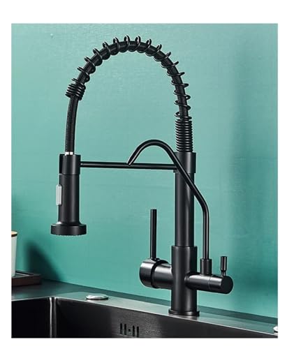 Matte schwarze Reinigung Küchenspüle Wasserhahnreinigung 3-Wege kalt und heiß gemischte Füllung Wasserhahn Doppelgriff Trinkwasserkran, einfache Installation Matte schwarze Reinigung Küchenspüle Wasserhahnreinigung 3-Wege kalt und heiß gemischte Füllung Wasserhahn Doppelgriff Trinkwasserkran, einfache Installation von LCHJX