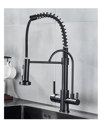 Matte schwarze Reinigung Küchenspüle Wasserhahnreinigung 3-Wege kalt und heiß gemischte Füllung Wasserhahn Doppelgriff Trinkwasserkran, einfache Installation Matte schwarze Reinigung Küchenspüle Wasserhahnreinigung 3-Wege kalt und heiß gemischte Füllung Wasserhahn Doppelgriff Trinkwasserkran, einfache Installation von LCHJX