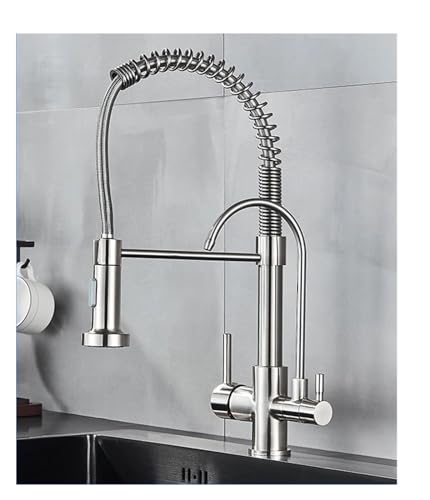 Matte schwarze Reinigung Küchenspüle Wasserhahnreinigung 3-Wege kalt und heiß gemischte Füllung Wasserhahn Doppelgriff Trinkwasserkran, einfache Installation Matte schwarze Reinigung Küchenspüle Wasserhahnreinigung 3-Wege kalt und heiß gemischte Füllung Wasserhahn Doppelgriff Trinkwasserkran, einfache Installation von LCHJX