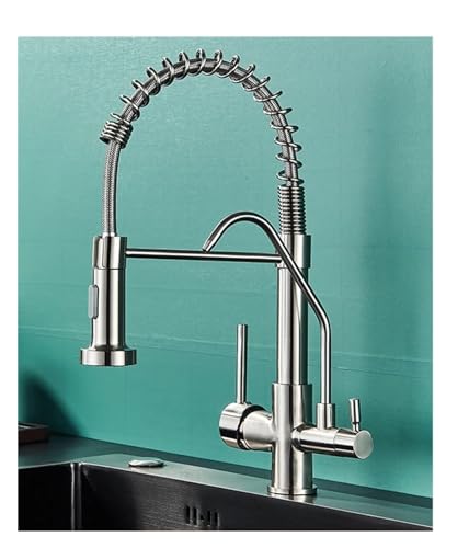 Matte schwarze Reinigung Küchenspüle Wasserhahnreinigung 3-Wege kalt und heiß gemischte Füllung Wasserhahn Doppelgriff Trinkwasserkran, einfache Installation Matte schwarze Reinigung Küchenspüle Wasserhahnreinigung 3-Wege kalt und heiß gemischte Füllung Wasserhahn Doppelgriff Trinkwasserkran, einfache Installation von LCHJX