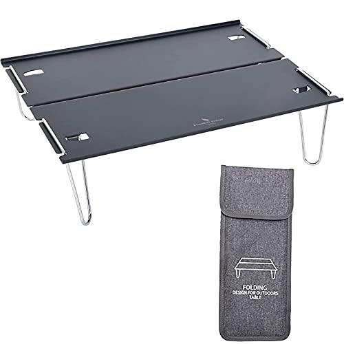 Mini -Aluminiumtisch, Campingtisch im Freien, tragbarer dauerhafter Klapptisch, Campingzubehör im Freien mit Tragetasche für Innen- und Außenbereich, Reisen, Strand, Schwarz geeignet von LCHJX