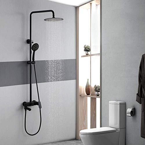 Modernes Badezimmer Dusch Set Hand Duschsystem Messing 10 Zoll rund Spray Schwarz heiß und kalter Duschkopf 3 Funktion Wasserhahndüse schön praktisch Modernes Badezimmer Dusch Set Hand Duschsystem Messing 10 Zoll rund Spray Schwarz heiß und kalter Duschkopf 3 Funktion Wasserhahndüse schön praktisch von LCHJX
