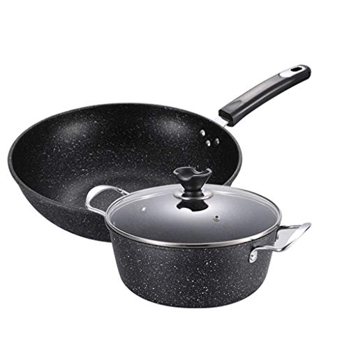 Töpfe und Pfannen Kochgeschirrset Küchensuppe Topf Induktion Safe verdickte Pfanne mit Glasdeckel 2pcs/Set Küchenversorgungen Sicht von LCHJX