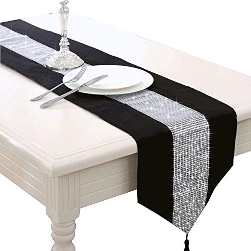 LCHULLE Tischläufer/Tischdecke mit Schmucksteinen 220 * 33cm Glitzer Tischläufer Tischband Tischdecken für Party Hochzeit Bankett Tischdekoration Schwarz LCHULLE Tischläufer/Tischdecke mit Schmucksteinen 220 * 33cm Glitzer Tischläufer Tischband Tischdecken für Party Hochzeit Bankett Tischdekoration Schwarz von LCHULLE