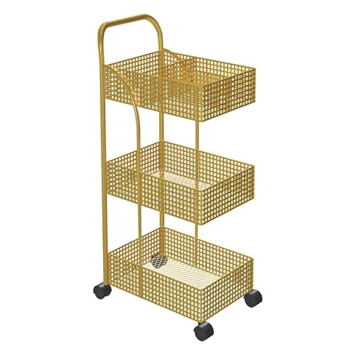 LCKDY Aufbewahrungsregale aus Netzstoff, multifunktionaler Organizer-Wagen mit Trennung, Aufbewahrungswagen für Küche, Bad, 37 x 23 x 78 cm von LCKDY