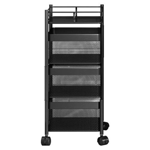 LCKDY Drehbarer Aufbewahrungskorb, quadratisch, Aufbewahrungsregale, Rollwagen, Aufbewahrungsregal für Küche, Obst und Gemüse, 3 Ebenen, Schwarz von LCKDY