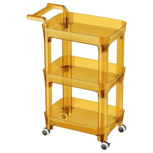 LCKDY PET Translucent Storage Shelving Utility Cart Multifunktionaler Aufbewahrungswagen Organizer für Restaurant Esszimmer Bernstein von LCKDY