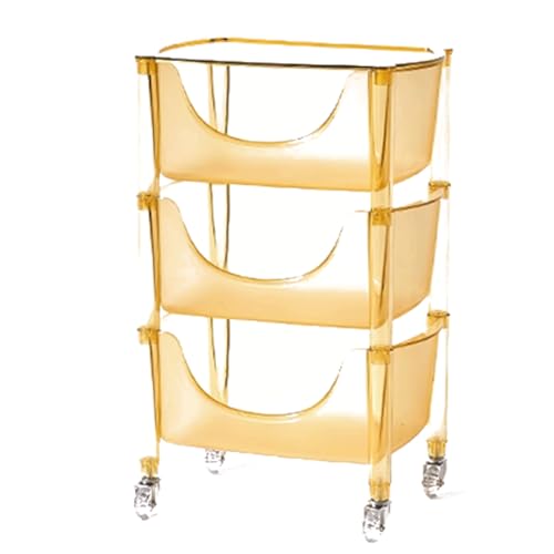 LCKDY Rollbarer Couchtisch aus Acryl, Aufbewahrungswagen, 3 Etagen, mobiles Regal mit feststellbaren Rädern, für Büro und Zuhause von LCKDY