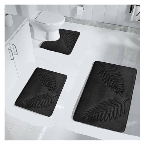 LCKKJHG 1PC Memory Foam Badematte Anti-Rutsch-Fußmatte Extra weich rutschfest Schnelltrocknend Bequem Saugfähig Toilettenmatte Badezimmerteppich for Zuhause(Black,50x80cm-1PC) von LCKKJHG
