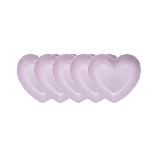 LCKKJHG Knochenschale 5 stücke Liebe Platte Hause Tisch Knochen Spucken Platte Snack Platte Dessert Platte Reusable Plastic Platte(5pc-purple) von LCKKJHG