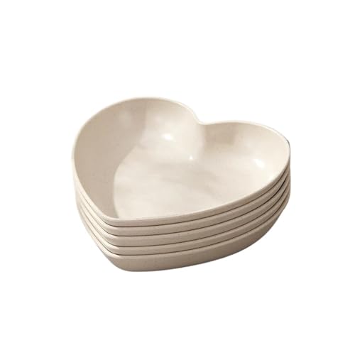 LCKKJHG Knochenschale 5 stücke Liebe Platte Hause Tisch Knochen Spucken Platte Snack Platte Dessert Platte Reusable Plastic Platte(5pcs-beige) von LCKKJHG