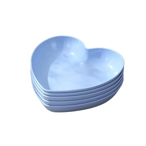 LCKKJHG Knochenschale 5 stücke Liebe Platte Hause Tisch Knochen Spucken Platte Snack Platte Dessert Platte Reusable Plastic Platte(5pcs-blue) von LCKKJHG