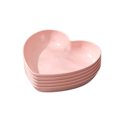 LCKKJHG Knochenschale 5 stücke Liebe Platte Hause Tisch Knochen Spucken Platte Snack Platte Dessert Platte Reusable Plastic Platte(5pcs-pink) von LCKKJHG