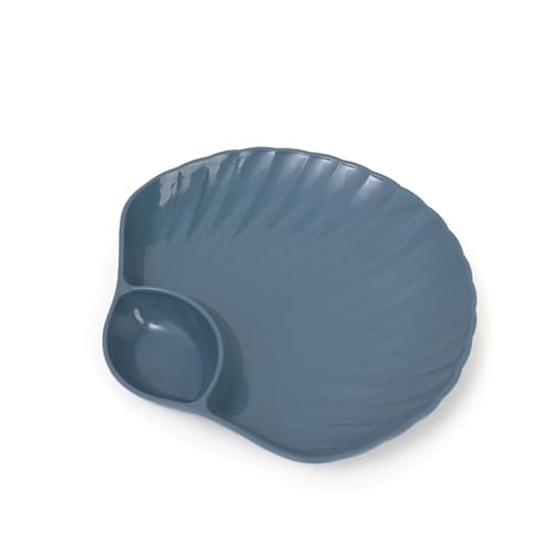 LCKKJHG Knochenschale Kunststoff-Knödelteller mit Essigscheiben, Essiggerichte, Sushi, Frühstück, Trockenfrüchte, Snack, Muschel, Knochenspieß(A- 1pc blue) von LCKKJHG