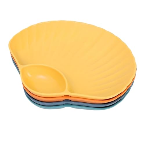 LCKKJHG Knochenschale Kunststoff-Knödelteller mit Essigscheiben, Essiggerichte, Sushi, Frühstück, Trockenfrüchte, Snack, Muschel, Knochenspieß(A- 4pcs mixed) von LCKKJHG
