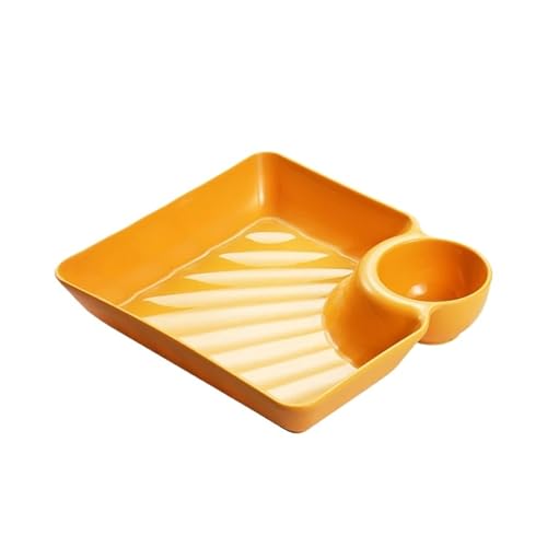 LCKKJHG Knochenschale Kunststoff-Knödelteller mit Essigscheiben, Essiggerichte, Sushi, Frühstück, Trockenfrüchte, Snack, Muschel, Knochenspieß(B- Yellow- 1PC) von LCKKJHG