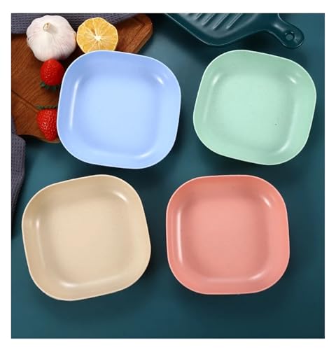 LCKKJHG Knochenschale Multifunktions-Spießknochenschale aus Kunststoff, rund, quadratisch, Esstisch, Müllteller, Haushalts-Snack-Obstteller(Colorful) von LCKKJHG
