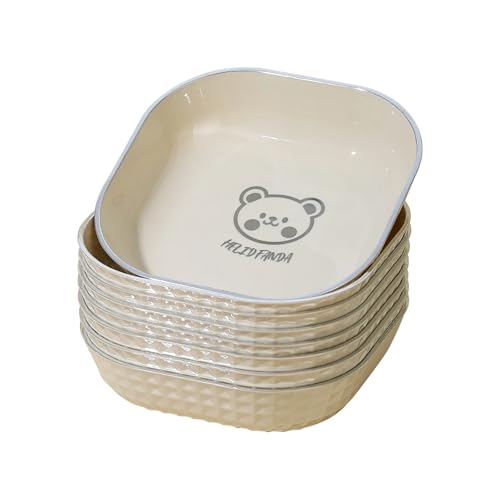 LCKKJHG Knochenschale Quadratische Dessert-Snack-Teller aus Kunststoff, Obstteller, wiederverwendbar, Spießknochen, Lebensmittelteller for die Küche(Bear 8PCS) von LCKKJHG