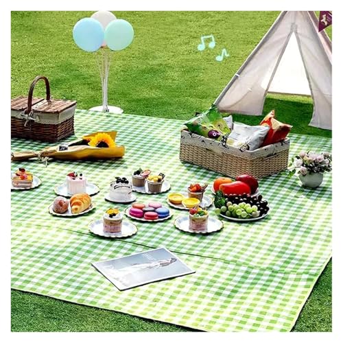 LCKKJHG Picknickdecke 1 Stück ultragroße Picknickdecke, tragbare wasserdichte, Karierte Strandpicknickmatte, for den Campingrasen Wasserdichter(Green,200X300cm) von LCKKJHG