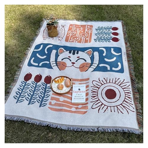LCKKJHG Picknickdecke Picknickmatte im Freien, Zelt, feuchtigkeitsbeständige Matte, Boho-Stil, Decke, Baumwollgarn, Nickerchendecke, Outdoor-Campingmatte Wasserdichter von LCKKJHG
