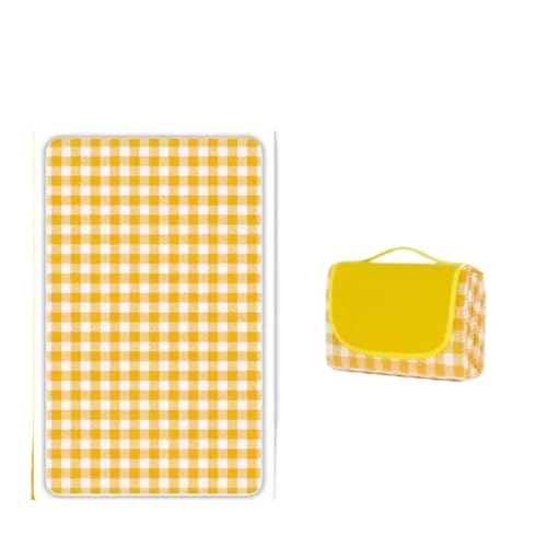 LCKKJHG Picknickdecke Tragbare Picknickmatte im Freien, faltbar, verdickt, Strandmatte, feuchtigkeitsbeständig, wasserdicht, Campingdecke Wasserdichter(Yellow-200x200cm) von LCKKJHG