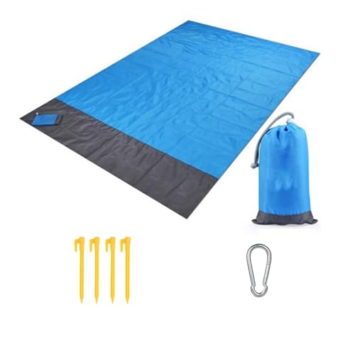 LCKKJHG Picknickdecke wasserdichte Tasche Strand Decke Klapp Camping Matte Matratze Tragbare Leichte Outdoor Picknick Sand Wasserdichter(Blue,140x200cm) von LCKKJHG