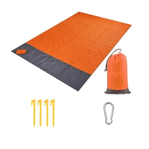 LCKKJHG Picknickdecke wasserdichte Tasche Strand Decke Klapp Camping Matte Matratze Tragbare Leichte Outdoor Picknick Sand Wasserdichter(Orange,200x210cm) von LCKKJHG
