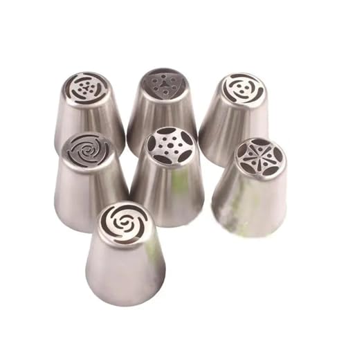 LCKKJHG SpritztüLlen-Set 3/7pcs Frosting Piping Nozzle Pastry Cream Tip Stainless Steel Nozzle Set Cake Decorating Baking Tool(7pcs) von LCKKJHG