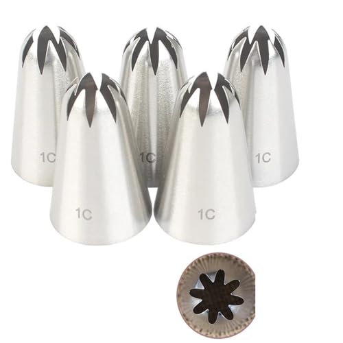 LCKKJHG SpritztüLlen-Set 5pcs/Set Large Icing Piping Nozzles for Decorating Cake Baking Cookie Cupcake Piping Nozzle Stainless Steel Pastry Tips(1C-5pcs) von LCKKJHG