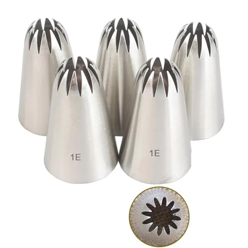 LCKKJHG SpritztüLlen-Set 5pcs/Set Large Icing Piping Nozzles for Decorating Cake Baking Cookie Cupcake Piping Nozzle Stainless Steel Pastry Tips(1E-5pcs) von LCKKJHG