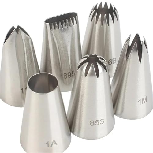 LCKKJHG SpritztüLlen-Set 6pcs Cookies Tip Metal Cream Decorating Tip Sets Pastry Tools Stainless Steel Piping Icing Nozzle Cupcake Head von LCKKJHG