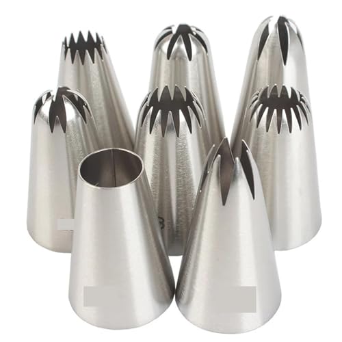 LCKKJHG SpritztüLlen-Set 8pcs Piping Nozzles Set, Stainless Steel Icing Nozzles, Cream Cake Piping Tips for Dessert Biscuit Cup Cake, Kitchen Accessories von LCKKJHG