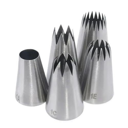 LCKKJHG SpritztüLlen-Set Large Metal Cake Cream Decoration Tips Set Pastry Tools Stainless Steel Piping Icing Nozzle Cupcake Head Dessert Decorators 5pcs von LCKKJHG