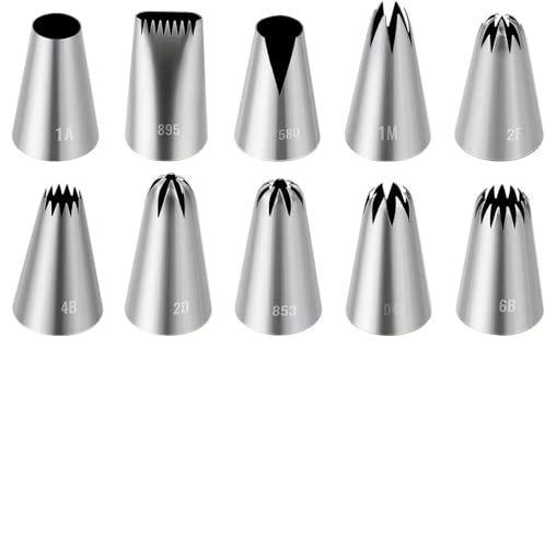 LCKKJHG SpritztüLlen-Set Set of 10 Big Size Icing Nozzle Cup Cake Decorating Piping Tip Baking Pastry Decorating Tool Kitchen Bakeware von LCKKJHG