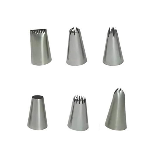 LCKKJHG SpritztüLlen-Set Stainless Steel Cupcake Nozzles Pastry Tools Cream Cake Tips Icing Piping Nozzles Baking Supplies Cake Decorating Tool 6pcs/Set von LCKKJHG
