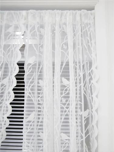 LCKKJHG Vorhang Aus Spitze Lace Curtains Set for Living Room Door Country Off Lace Window(Fixed Pleat_100X200CM) von LCKKJHG