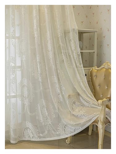 LCKKJHG Vorhang Aus Spitze Romantic Gauze Curtain Minimalist White Transparent Curtain Luxury Living Room Decoration Curtains(A-4PCS,Pull Pleated_W350CM H270CM) von LCKKJHG