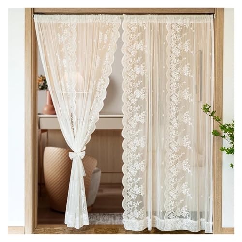 LCKKJHG Vorhang Aus Spitze Romantische Spitze Sheer Rod Tasche Luxus Vorhang Tüll Fenster Schlafzimmer Wohnzimmer Partition Vorhang Wohnkultur(Rod Pocket_W270CM X L250CM 1PC) von LCKKJHG